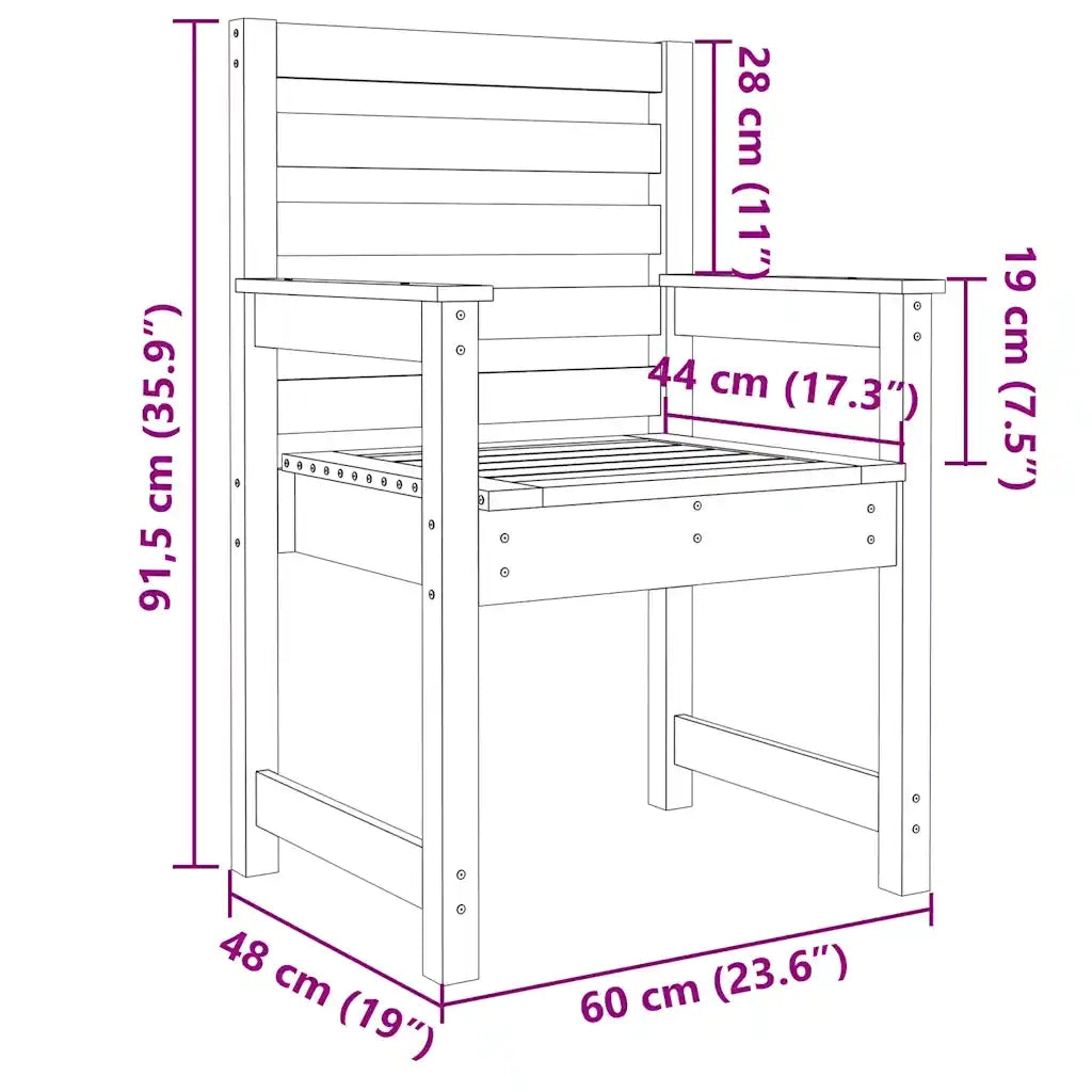 Sedie da Giardino 2pz Bianche 60x48x91cm Legno Massello di Pino 824054