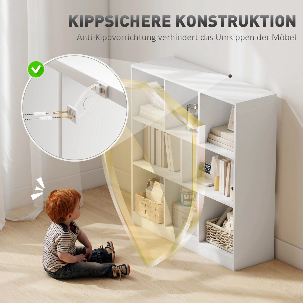 Libreria Scaffale Ripiani ¨C Zephmum ¨C Bianco 97.5x30x100 cm