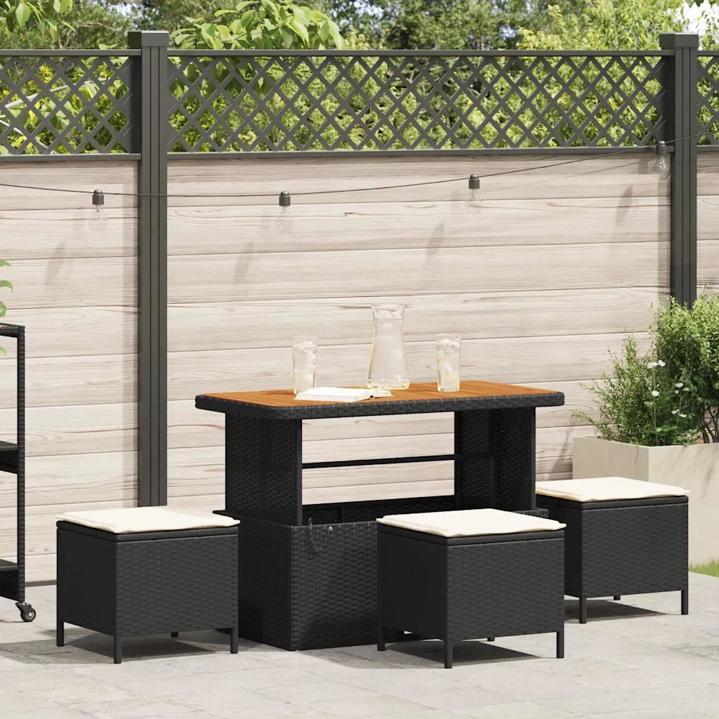 Set da Pranzo per Giardino | Set Salotto da Giardino Nero polyrattan