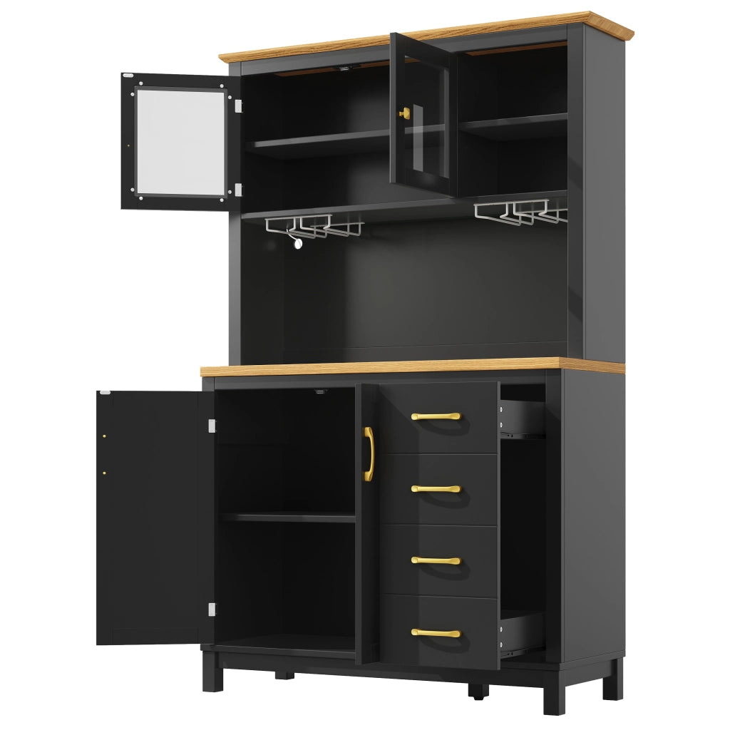 Credenza Buffet con LED ¨C MINIMAL ¨C Verde/Nero/Bianco, 4 Ante, 105.5x40x180cm