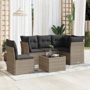 Set Divano da Giardino 6 pz con Cuscini Grigio in Polyrattan