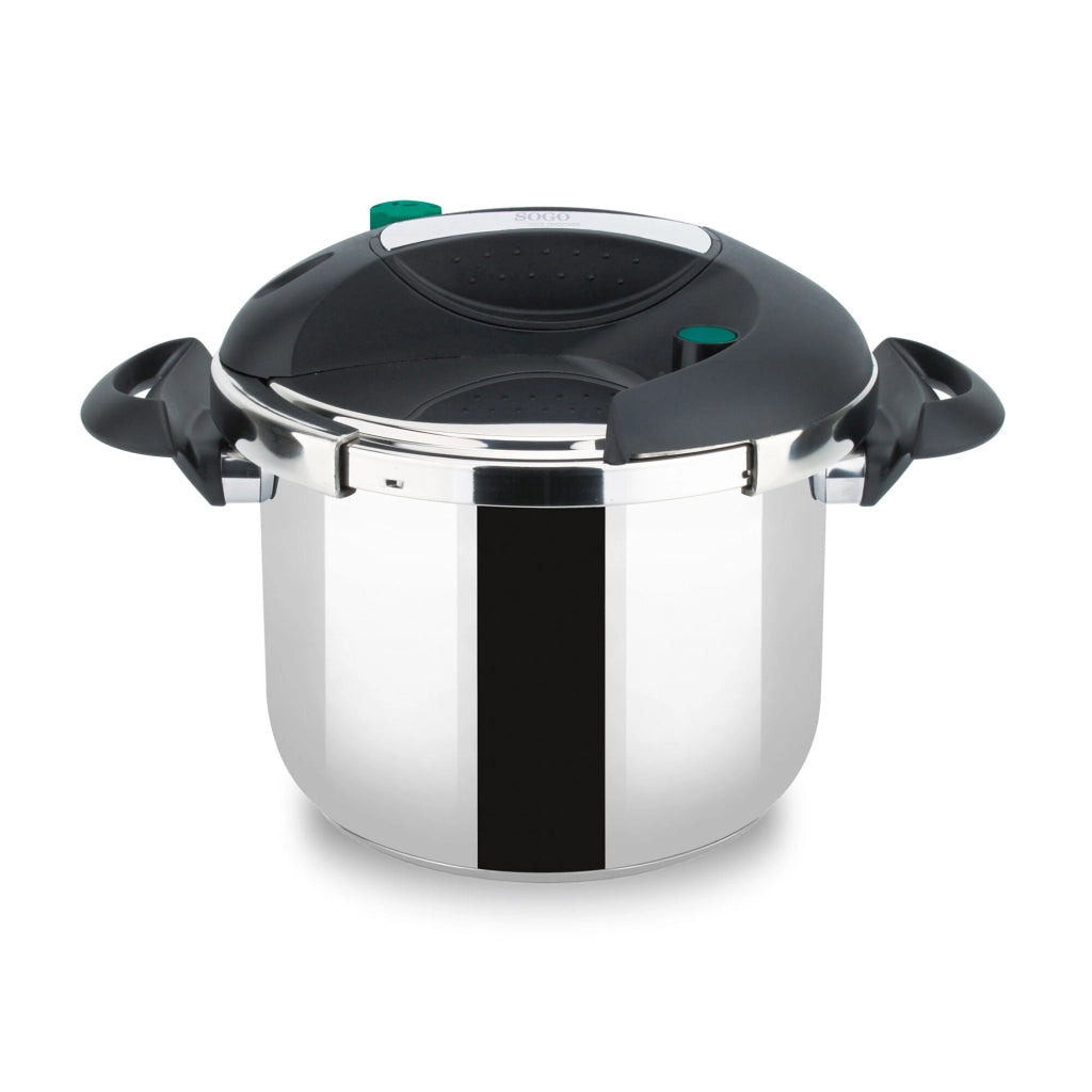 Pentola a pressione rapida 10 litri, acciaio inox 18/10, diametro 24 cm, valvola sicurezza, adatta induzione - SOGO
