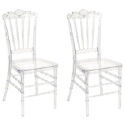 Set di 2 sedie da pranzo in plastica trasparente stile vintage banchetto