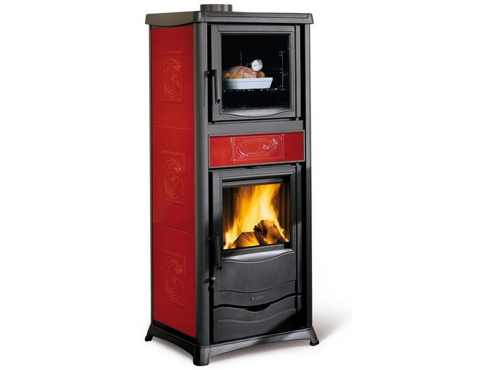 1pz la nordica stufa a legna rossella plus forno evo col. liberty bordeaux cod:ferx.vit49547