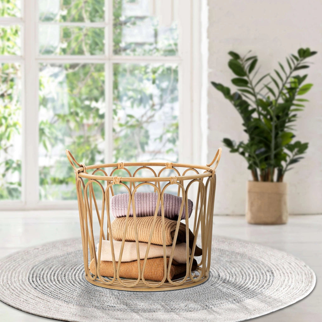 Suchit, Svuotatasche Intrecciatura Effetto Rattan, Marrone