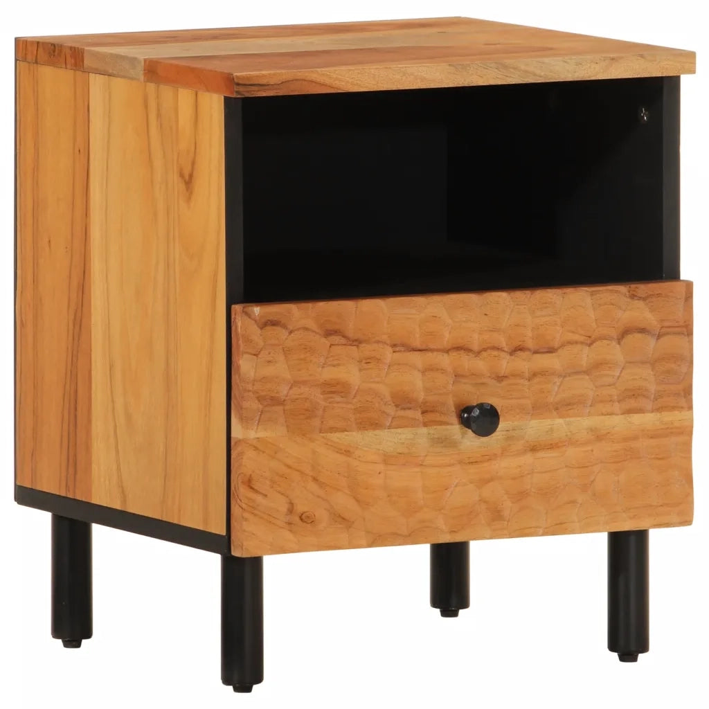 Comodino-Tavolino da notte 40x33x46 cm in Legno Massello di Acacia 862753