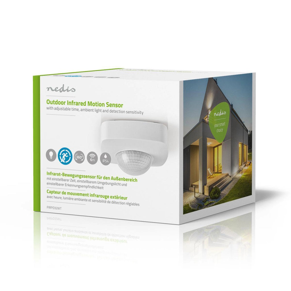 Rilevatore di movimento per interni ed esterni 1200W 360° da 3 a 2000Lux IP54 8m Bianco Nedis
