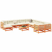Set Divani da Giardino 12pz Marrone Cera Legno Massello di Pino 3299652