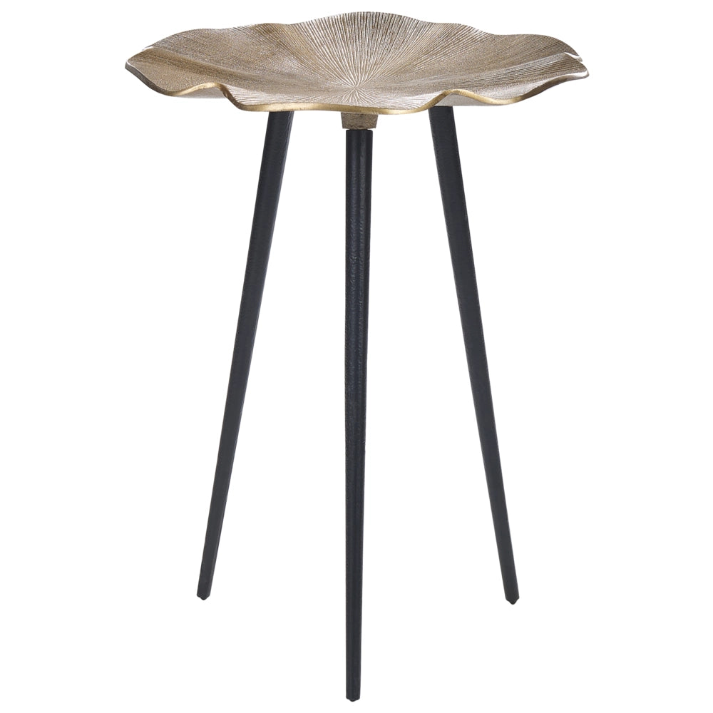 Tavolino d'oro e nero con piano in alluminio e ferro rotondo lucido 37 cm Retro Home Decor