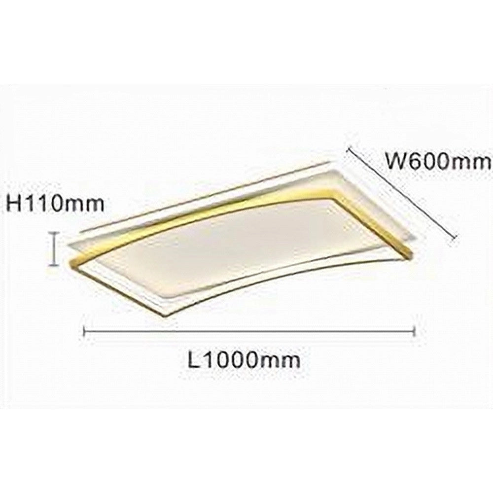 Trade Shop - Plafoniera Led 108w Rettangolare Bianco Oro Moderno Da Soffitto Luce Fredda 71547 -