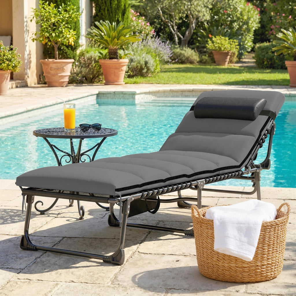 Poltrona da giardino reclinabile ¨C zephmum ¨C grigio scuro 200x57x38
