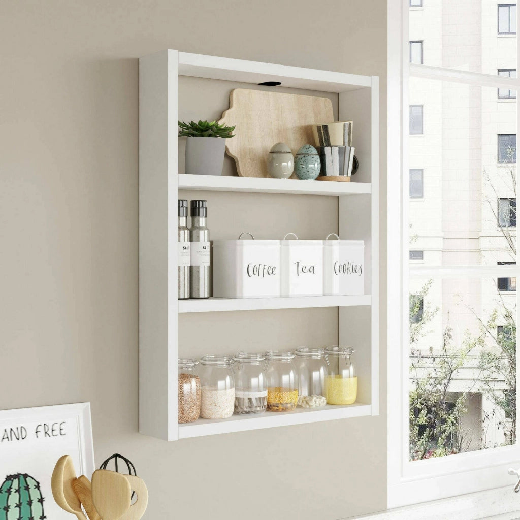 Mensola Krosa, Scaffale, Ripiano a muro, Scaffalatura multiuso, 43x9h60 cm, Bianco