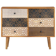 Credenza | Madia | Buffet da pranzo | Armadio da pranzo con Motivo Stampato 90x30x70 cm in Massello di Mango