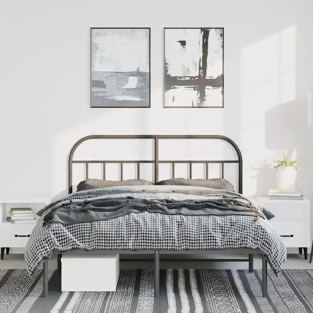 Giroletto con Testiera in Metallo Nero 135x190 cm 353634