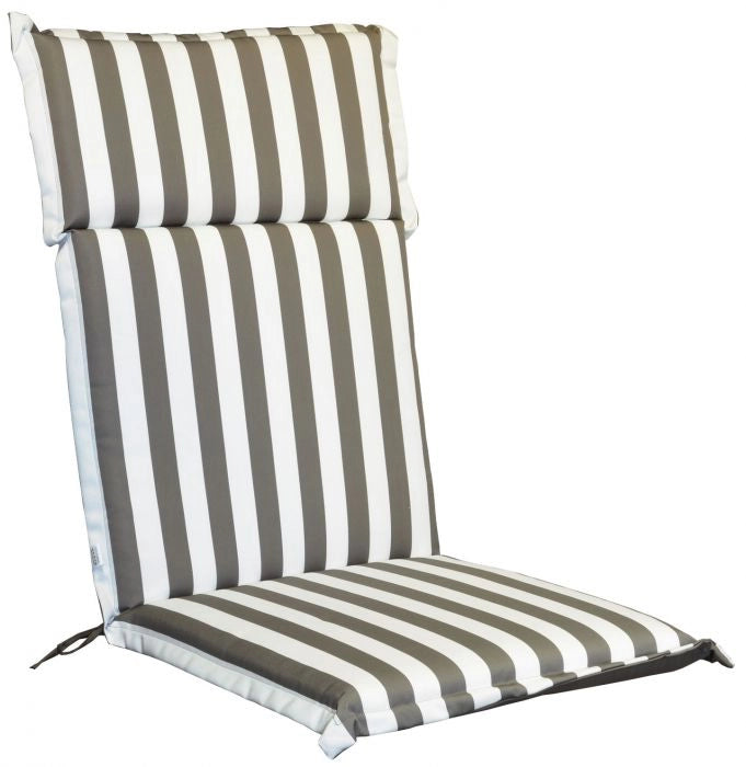 Cuscino da esterno per poltrona alta, 114x46 cm con volant - Cuscino Da Esterno Per Poltrona Alta, 114x46 Cm Con Volant Colore Sahara (righe Bianche/beige/grigie) Colore: Bianco / Blu