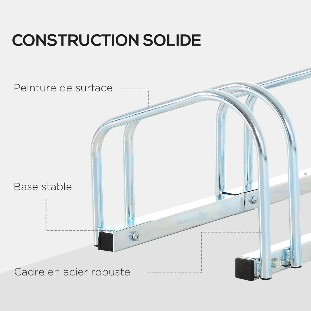 Portabiciclette per 6 bici ¨C zephmum ¨C acciaio argento 179x33x27 cm
