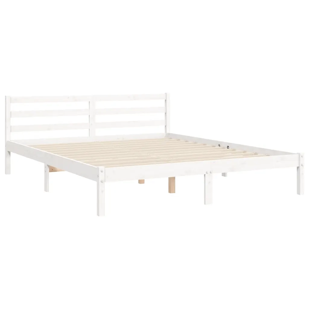 Giroletto con Testiera-Struttura Letto con testiera Bianco 160x200 cm Legno Massello 822104