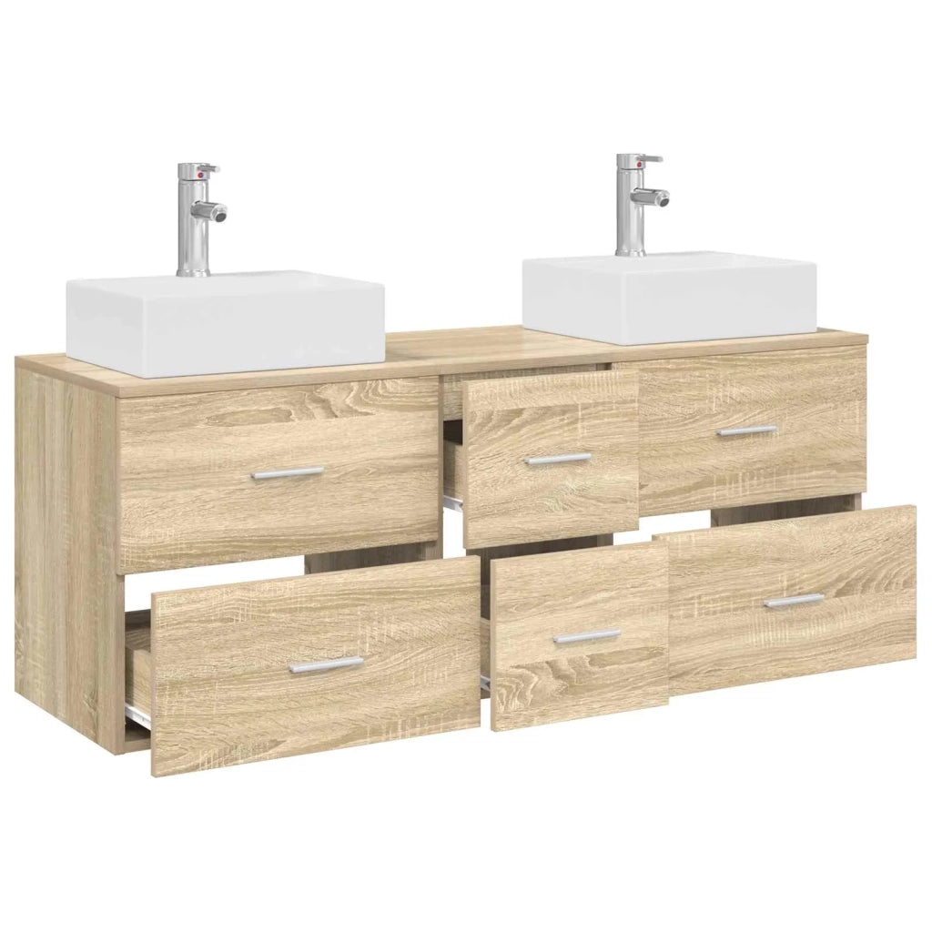 Set di Armadi da Bagno 3 pz Rovere Sonoma 49,5 x 41 x 62,5 cm 3405845