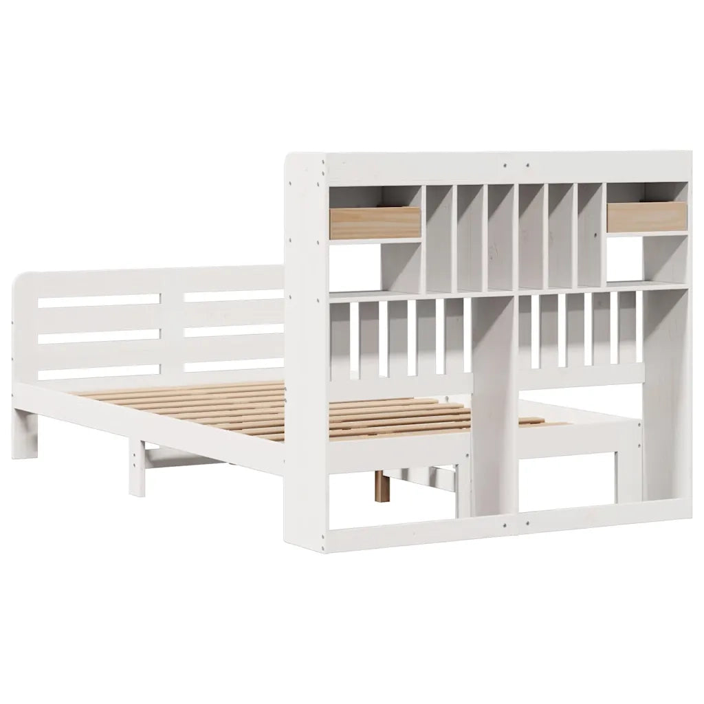 Letto Libreria senza Materasso Bianco 135x190 cm Legno di Pino 3309987