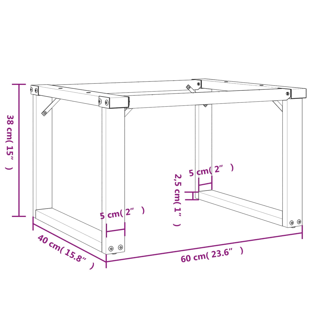 Gambe per tavolino da caffè struttura a O 60 x 40 x 38 cm stabili e robuste stile industriale acciaio nero 02_0047215