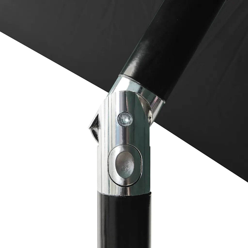 Ombrello | Parasolne a Sbalzo con Palo in Acciaio e LED Nero 2x3 m