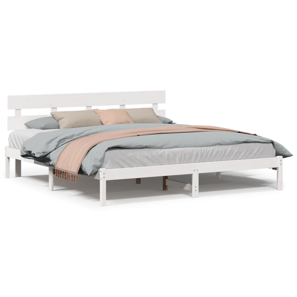Letto Bianco in Legno di Pino Bianco Legno Massello di Pino