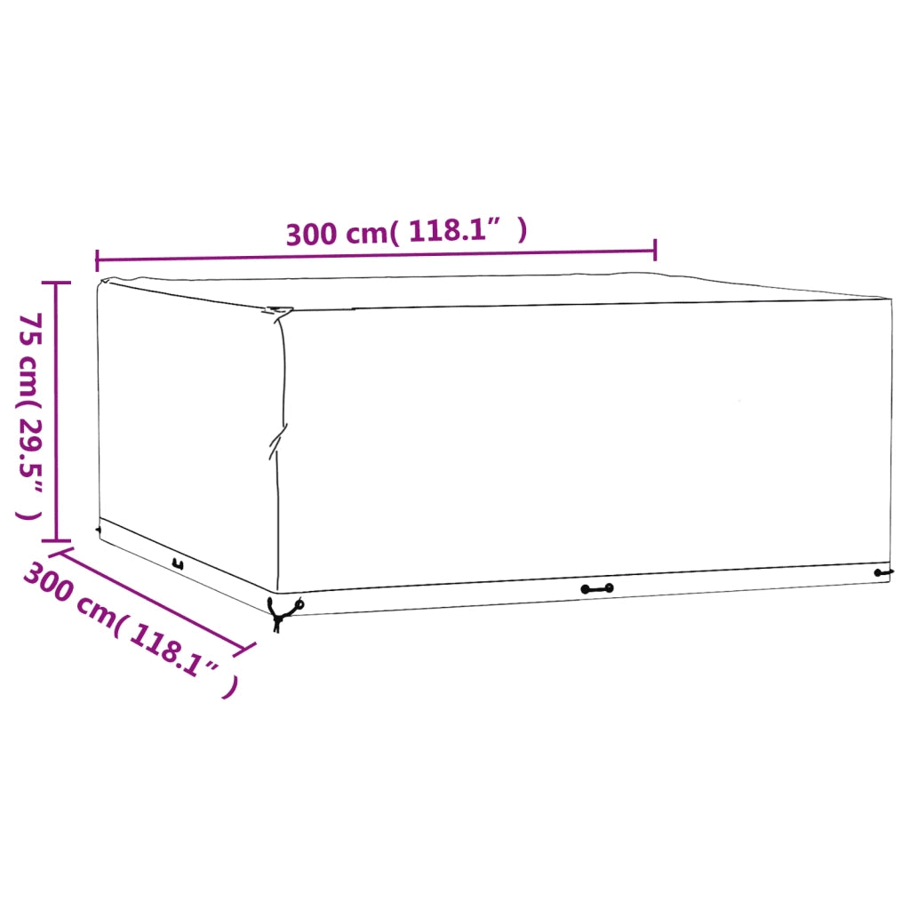 Copri Mobili da Giardino | Telone per mobili da esterni 2 pz 16 Occhielli 300x300x75cm Quadrato