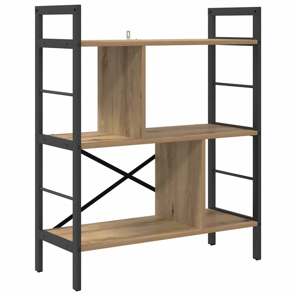 Libreria-Scaffale per Libri-Mobile di Stoccaggio Rovere artigianale 75 x 30 x 91 cm Legno multistrato