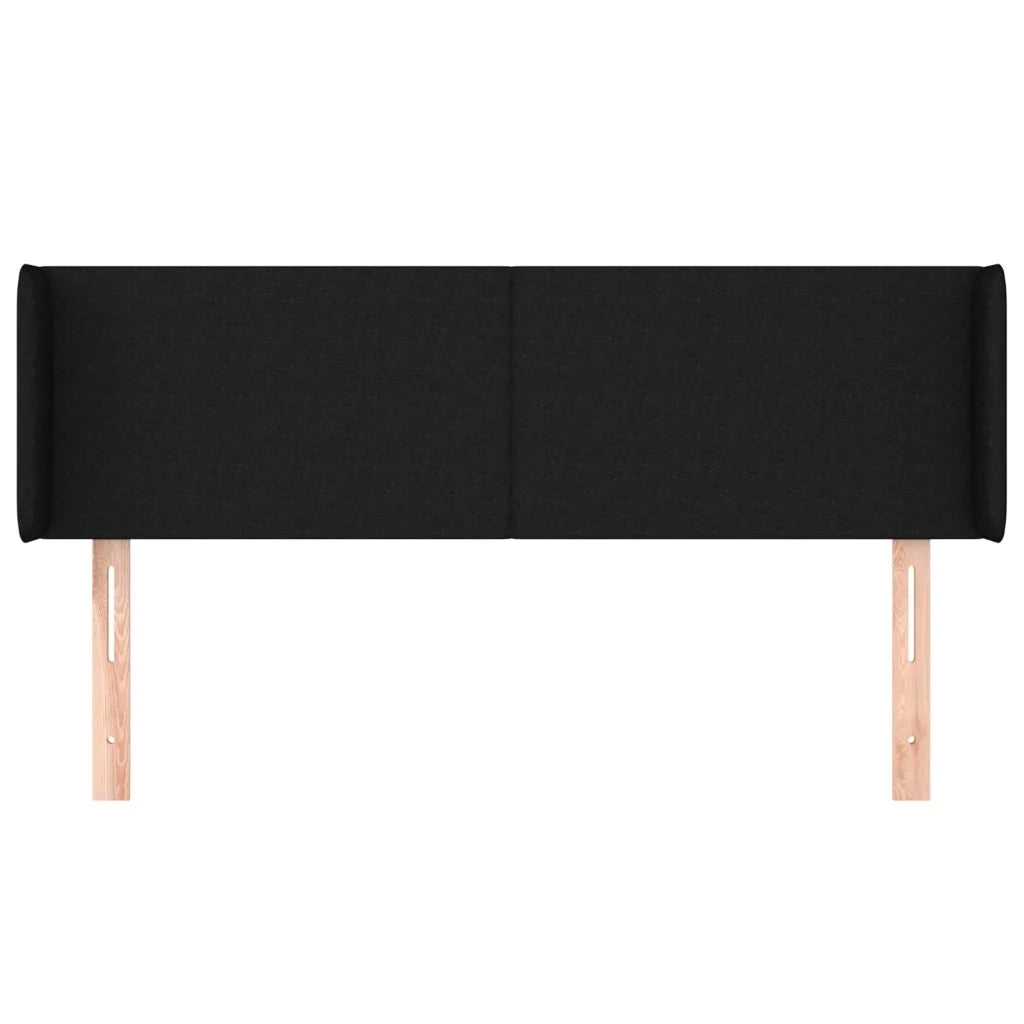 Testiera | Testata ad Orecchio Nera 147x16x78/88 cm in Tessuto
