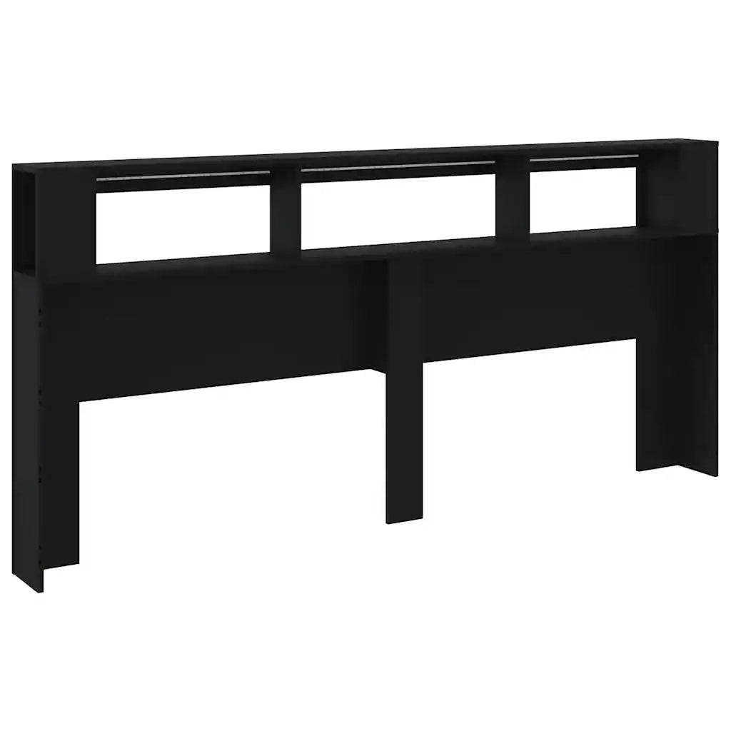 Testiera LED-Testata con LED-Testiera Decorativa Nera 220x18,5x103,5 cm Legno Multistrato