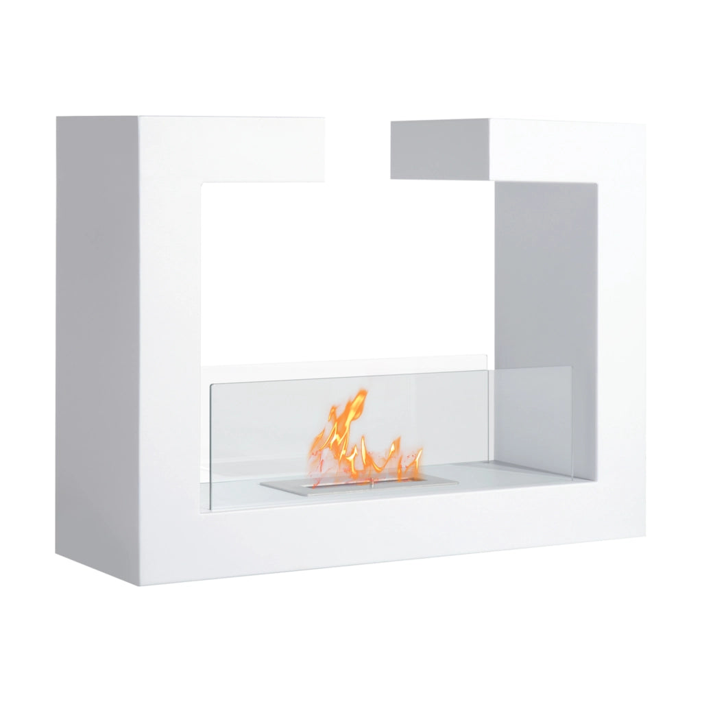 Caminetto Bioetanolo da Tavolo ¨C zephmum ¨C Acciaio Inossidabile Vetro 78x25x58 cm Bianco