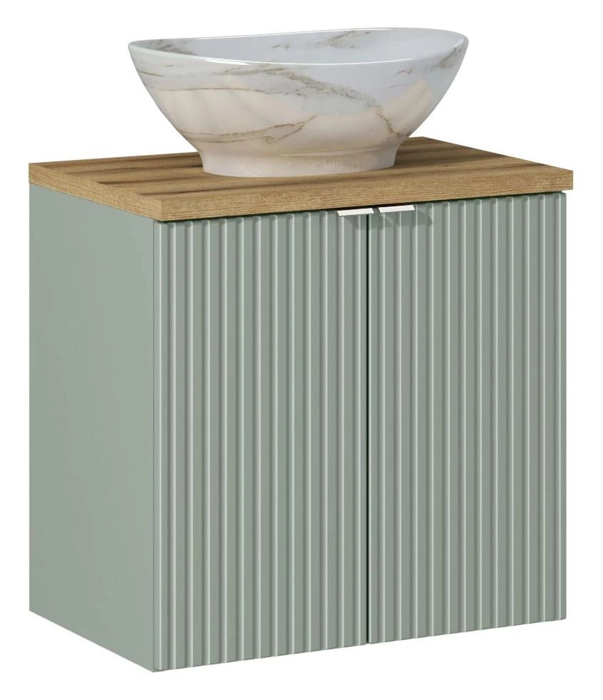 Set mobili bagno 60 cm con piano e lavabo da appoggio Pati Line Reed Green 60 cm
