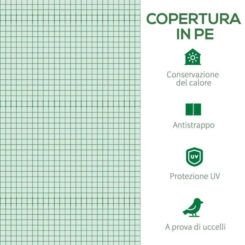 TELO SERRA IN PE CON 6 FINESTRE, PORTA AVVOLGIBILE E BORDI INTERRATI, 3X3X2 M, VERDE