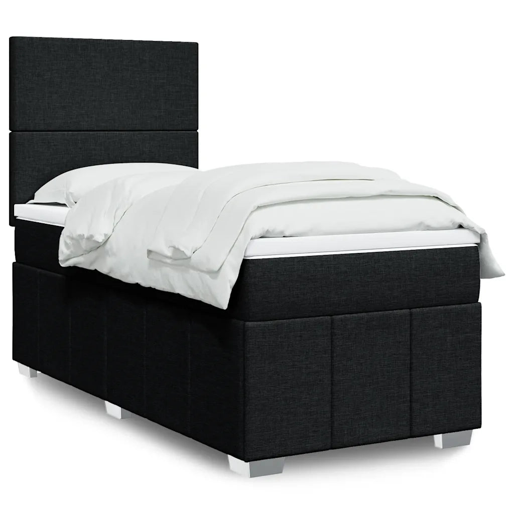 Giroletto a Molle con Materasso-Struttura Letto Nero 90x190 cm in Tessuto 449101