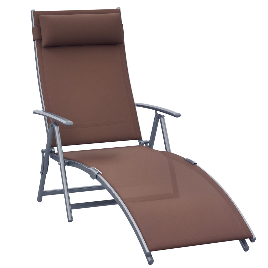 Sdraio Pieghevole da Giardino con Cuscino e Schienale Regolabile ¨C Zephmum ¨C Marrone 137x63.5x100.5cm