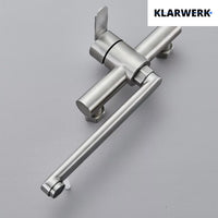 MAX| Miscelatore Catering a parete Argento | Rubinetto cucina professionale in acciaio inox con doccetta | Beccuccio piatto da parete per ristorante