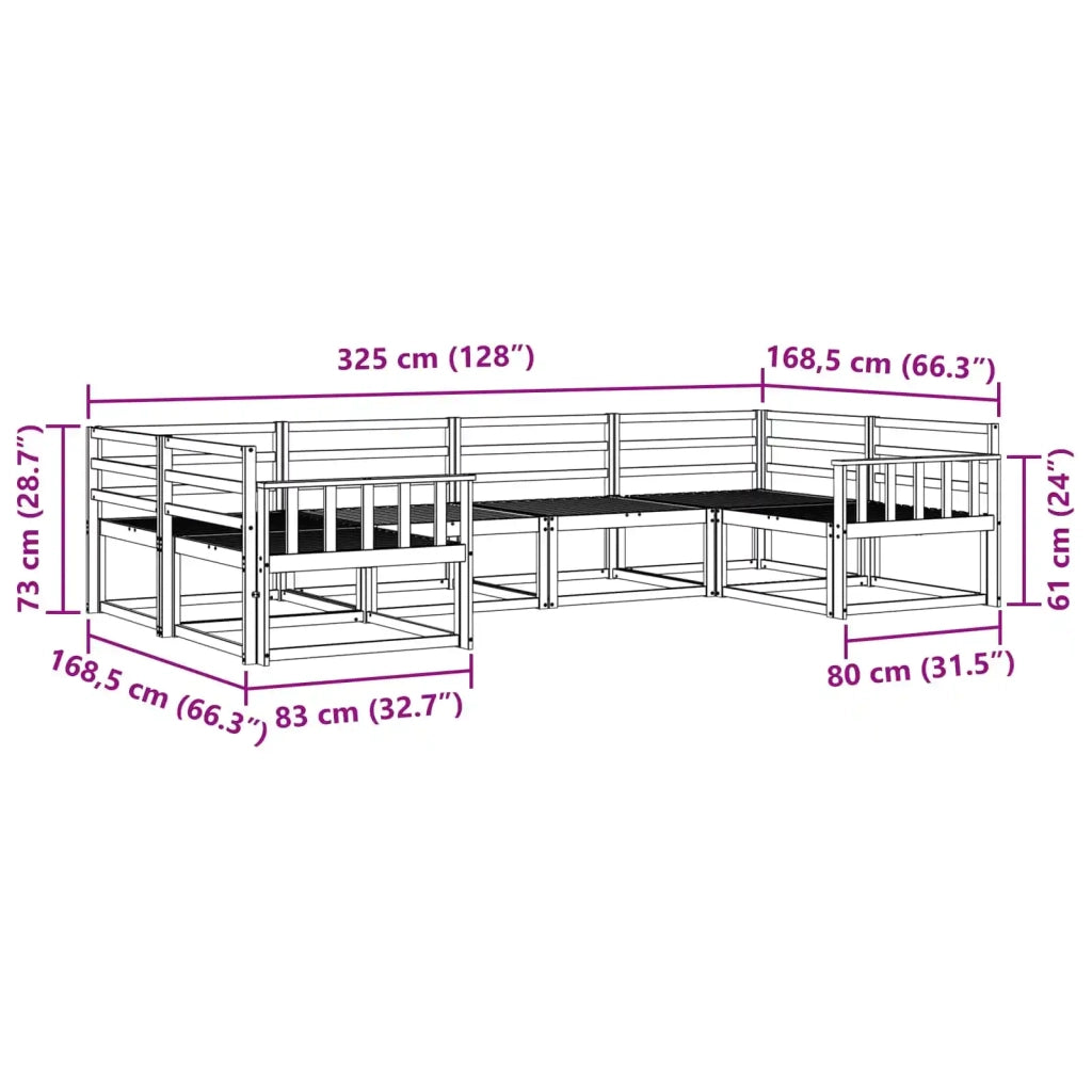 Set di divani da esterno 6 pcs Bianco Legno di Acacia Massello 3386928