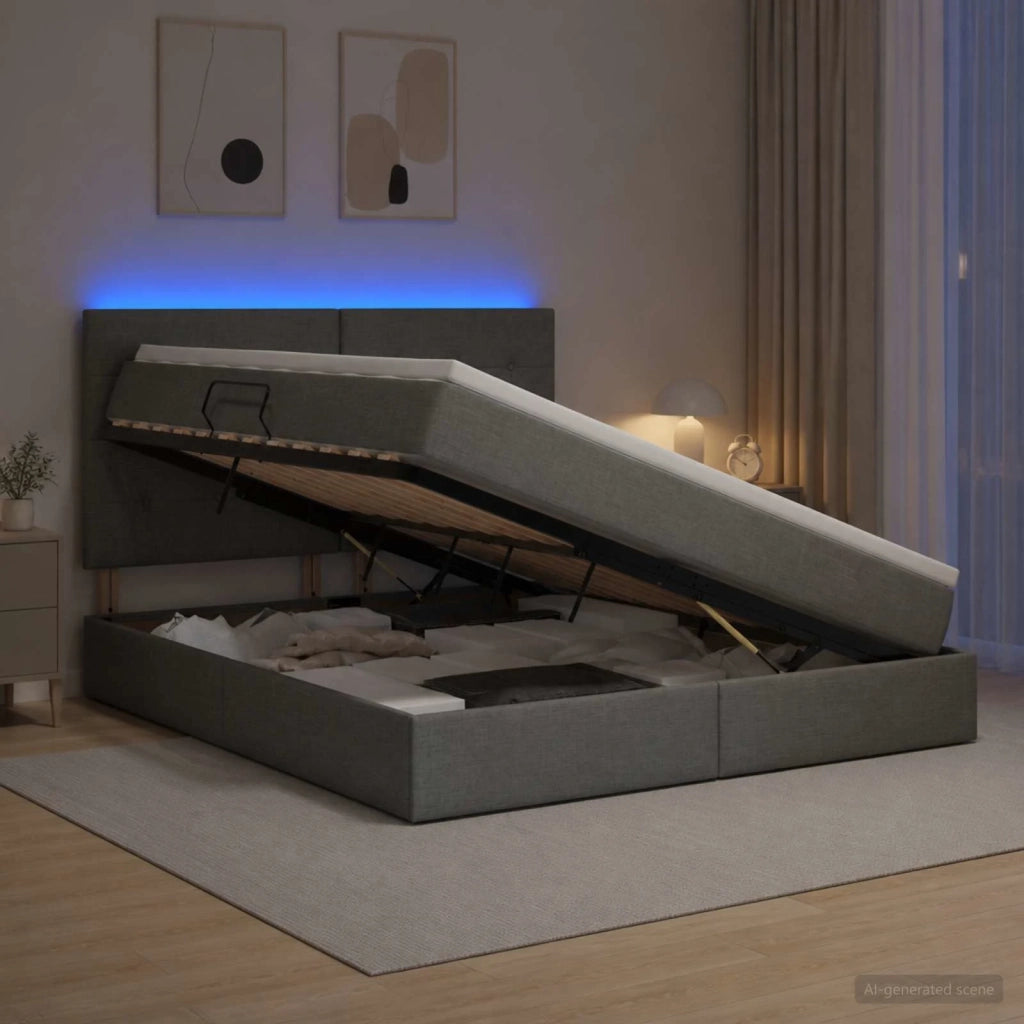 Letto con contenitore LED e materasso Grigio Scuro 180 x 200 cm 3459961