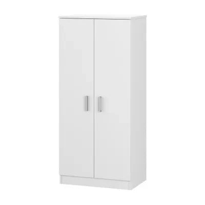 Mobile scarpiera H 180 cm in legno bianco con ante e ripiani regolabili