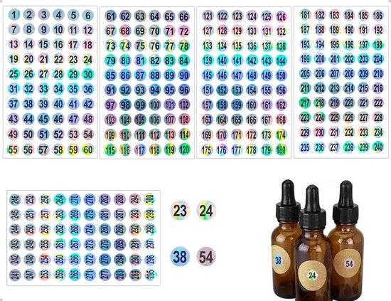 Etichette numeriche 5 fogli - Etichette da 1 a 300 - Autocolante - Impermeabili - Resistenti - Per l'organizzazione e la codifica