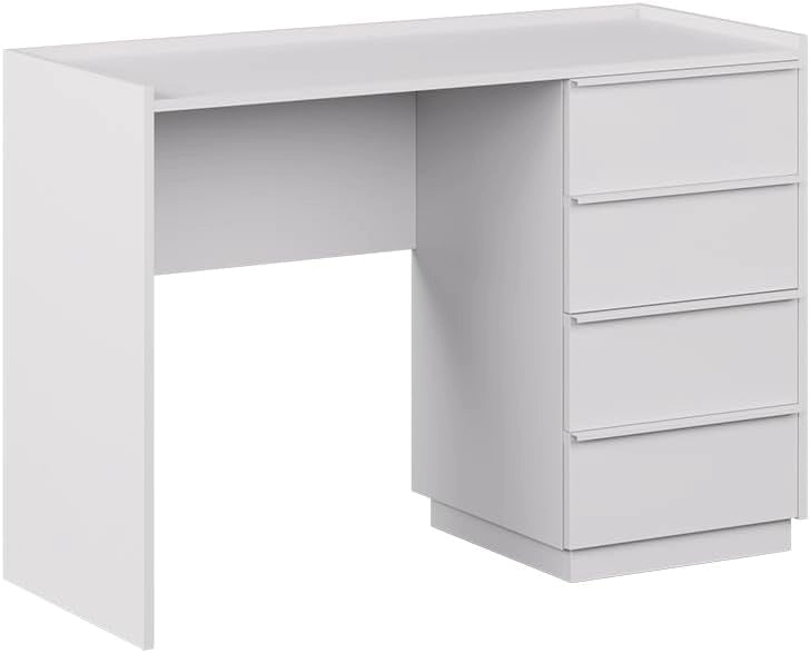 Tavolo da toeletta Viktoria, Bianco, 110 cm con 4 cassetti, porta un tocco moderno all’ambiente