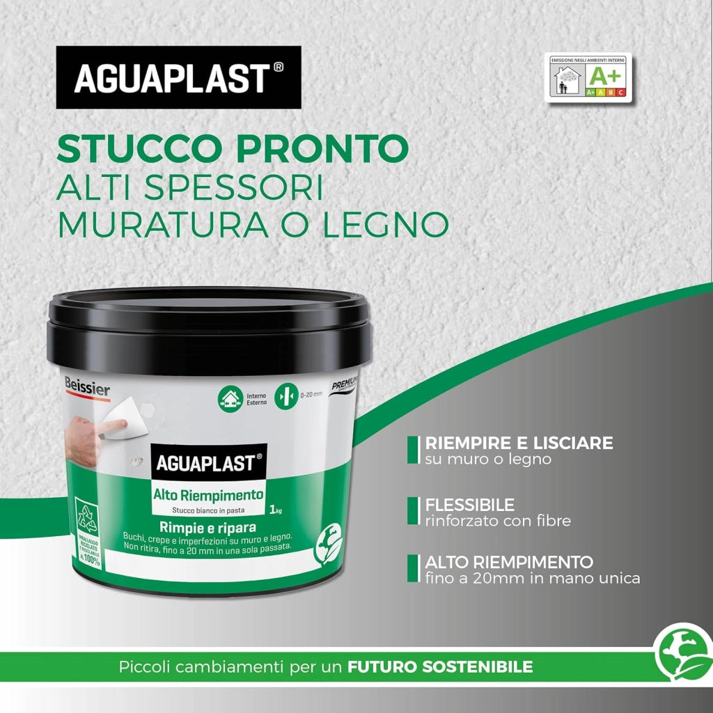 Aguaplast alto riempimento pasta stucco per muro e legno 1 kg