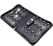 Organizzatore di Cerniere per Chiavi Portatile con 24 Ganci per Cerniere in Pelle Nero 8,25 x 9,8 x 1,57 cm