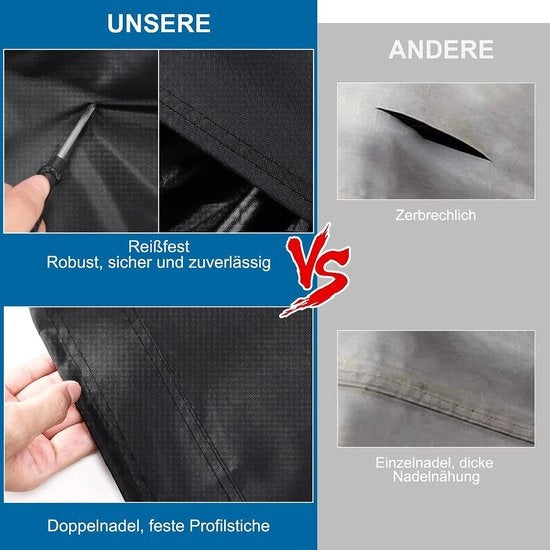 Set di coperture per mobili da giardino impermeabili 250x210x90cm con ventilatore d'aria, Set di coperture per patio in tessuto 600D di alta qualità con rivestimento PU, con cinture robuste e cavo di trazione per sedie da giardino.
