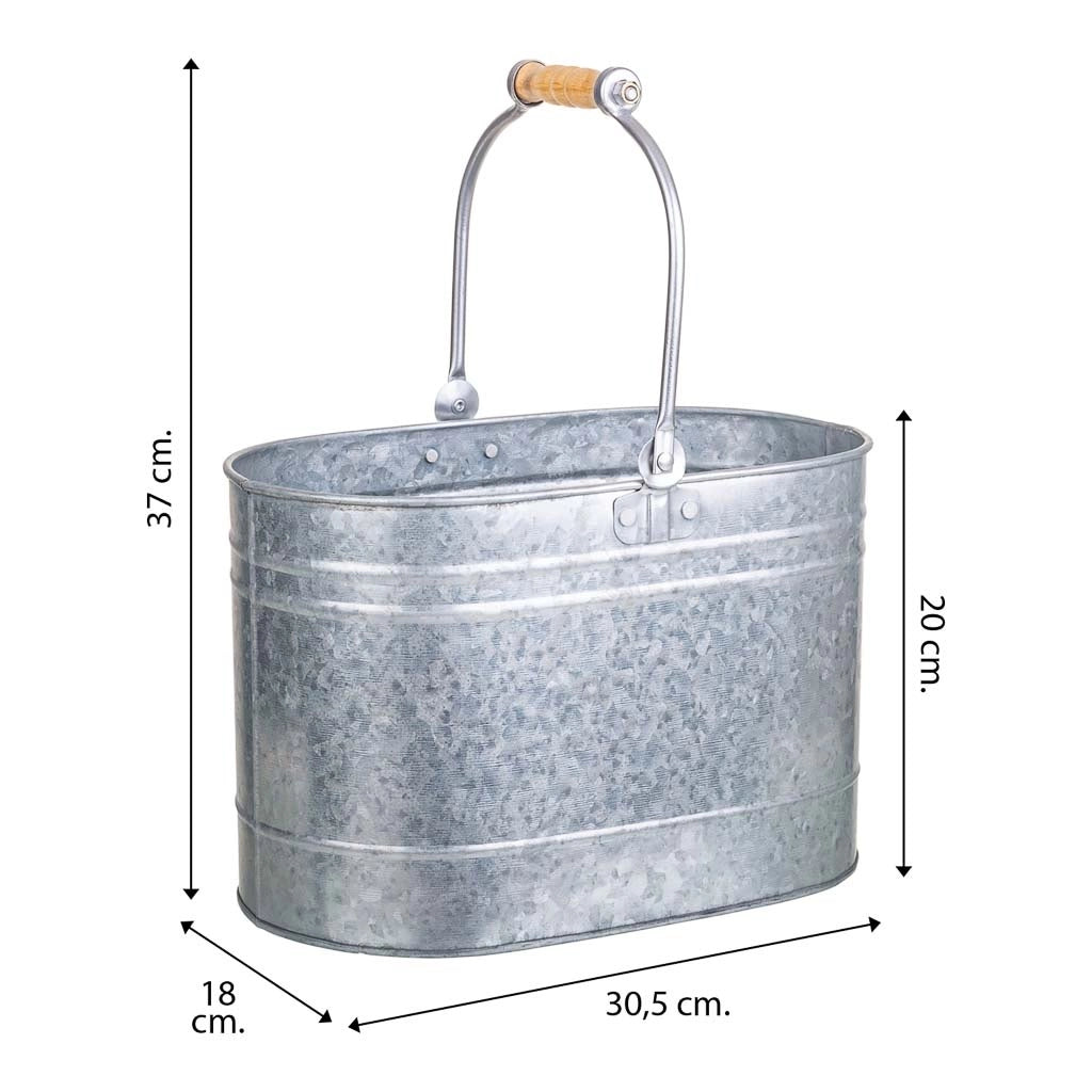 Cestino metallo argento 30,5x18x20/37h