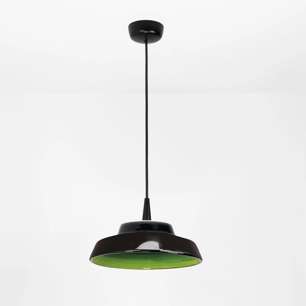 Circus Black Lampada a sospensione a LED, diffusore in ceramica verde artigianale, dimmerabile TRIAC, altezza 300 cm, 8W, CRI 90, IP40 design Italia