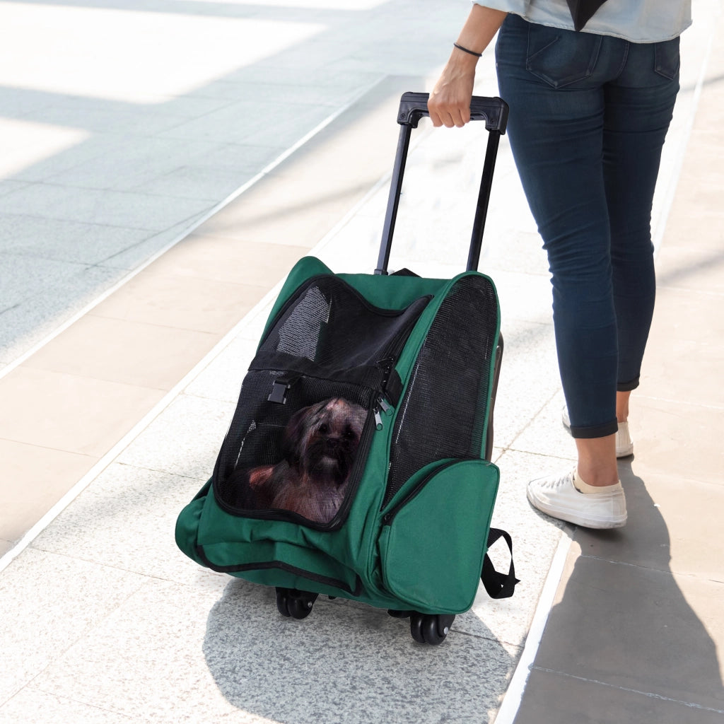 Trasportino Zaino 2 in 1 per Cani e Gatti ¨C zephmum ¨C Verde, 42x25x55cm