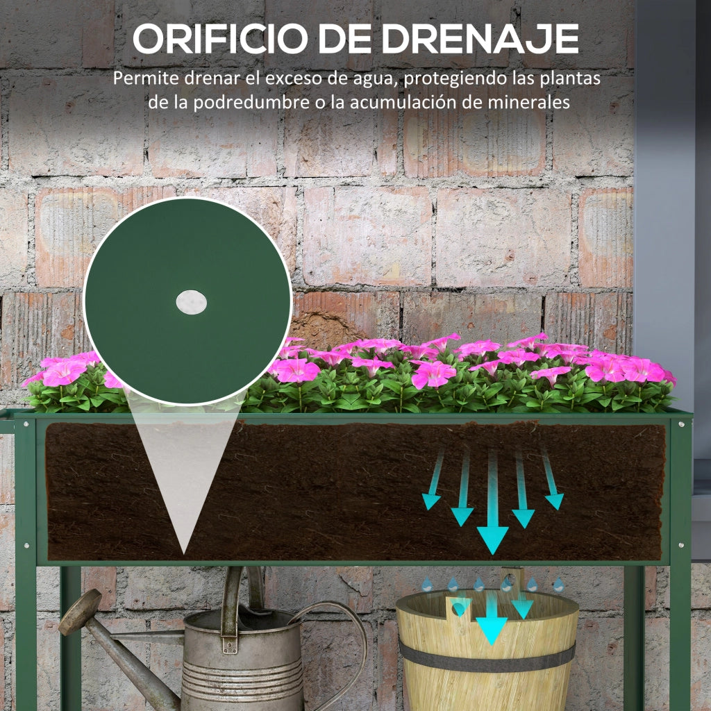 Huerto Urbano Elevado ¨C Zephmum ¨C Verde con 2 Ruedas 109x44x80 cm
