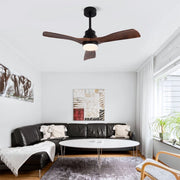 Ventilatore da soffitto a 3 pale con luce led e telecomando in abs nero e noce scuro