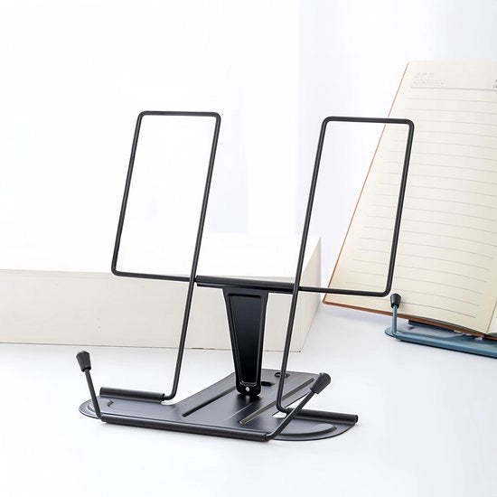 Standarizzazione libri per la lettura, sostegno lettura regolabile, progetto pieghevole, stand per display multifunzionale per libri di ricette, libri di testo, tablet, libri di musica (nero)